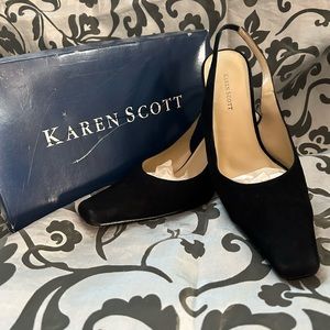 Black sling-back heels